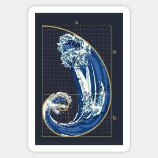 Fibonacci Wave Hokusai Sticker